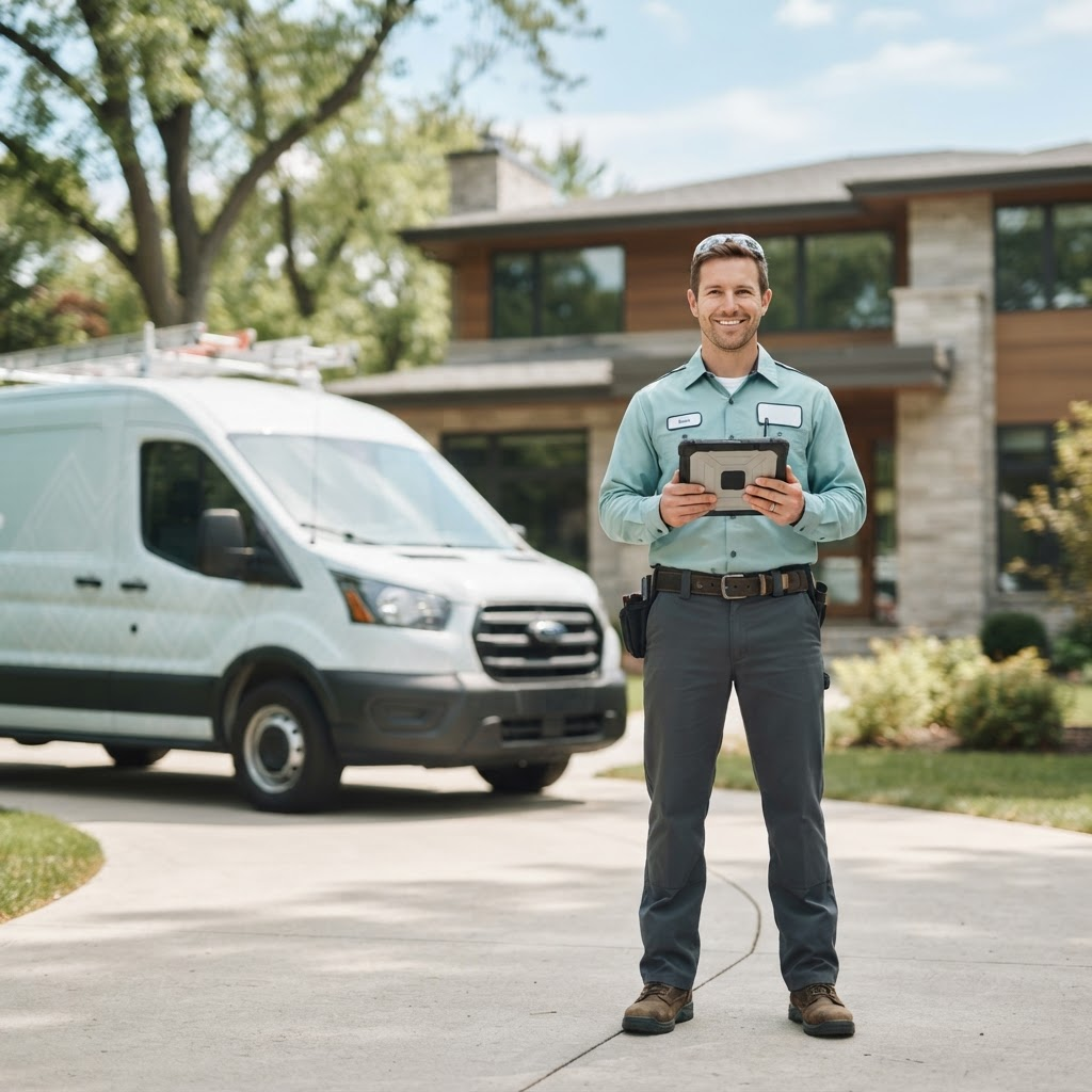 A home service technician preparing to visit a customer